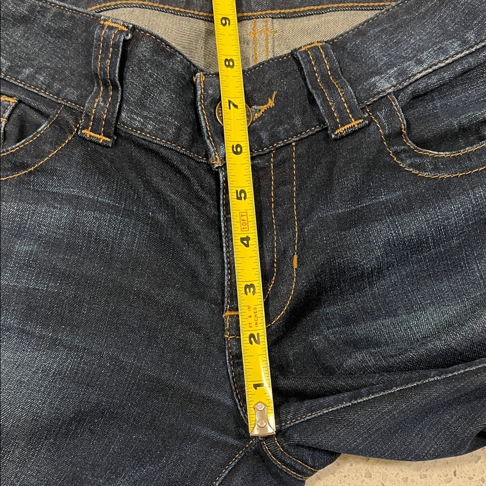GUESS Low Rise Daredevil Boot Dark Blue Contrast Stitching Stretch Jeans Size 29 - Picture 11 of 16